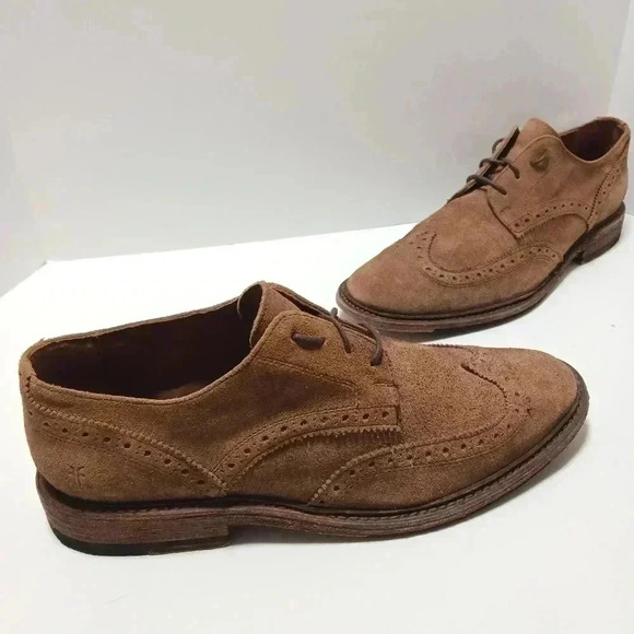 Frye Mens Wingtip Shoes Paul rustic Suede Size 9D - Picture 1 of 7